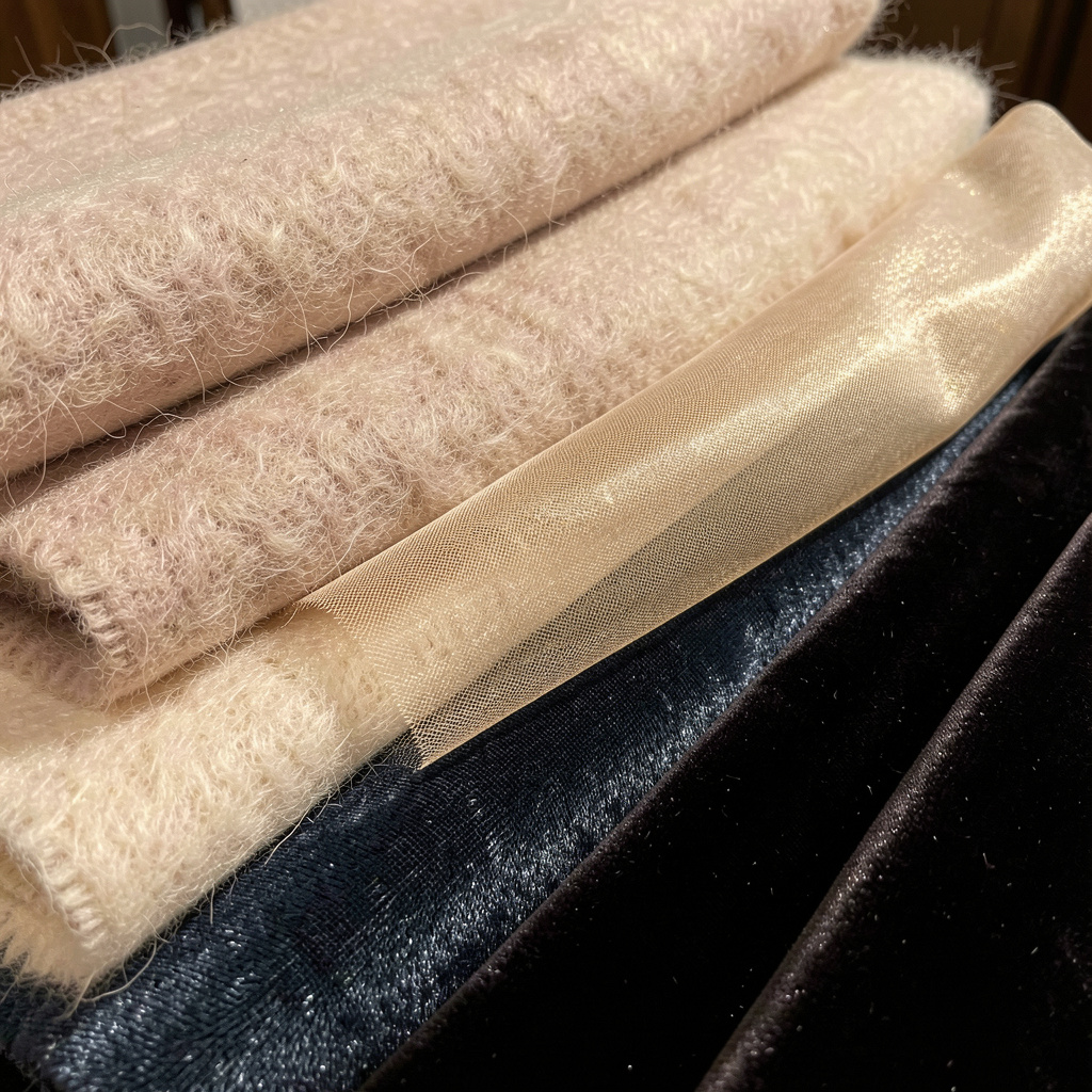Luxurious fabric samples and textures